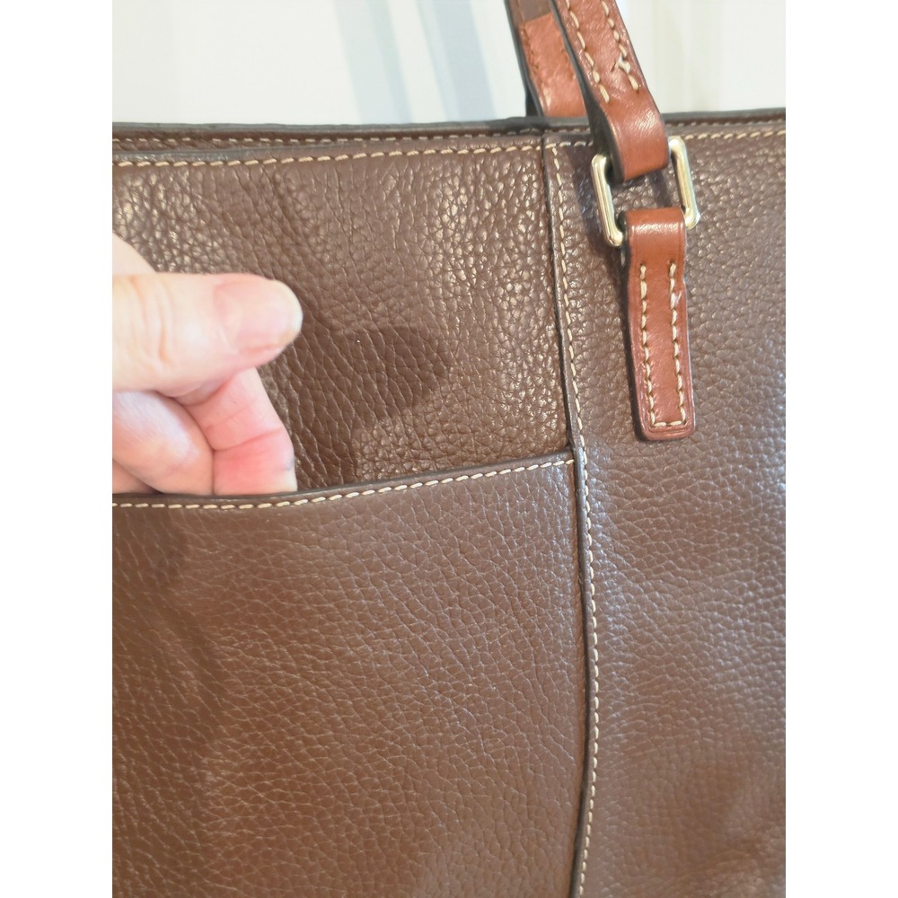 Dooney & Bourke Pebble Grain Leather Tote Bag Brown Shoulder Bag Zip Top - Picture 4 of 12